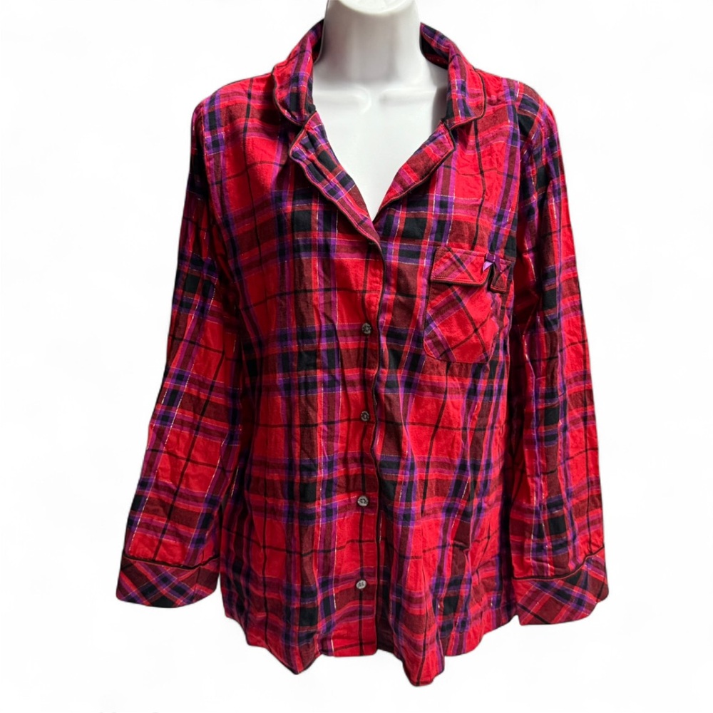 Victoria's Secret Red and Purple Plaid Shirt